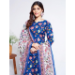 Picture of Bewitching Cotton Steel Blue Readymade Salwar Kameez