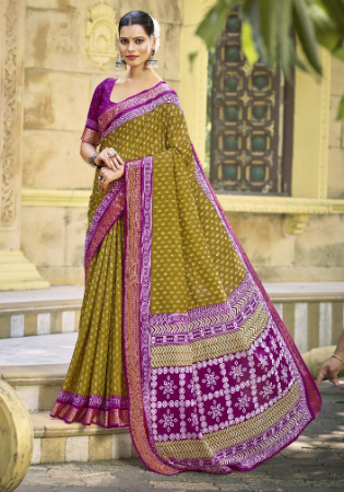 Picture of Comely Cotton Saddle Brown Saree