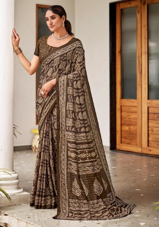 Picture of Enticing Cotton Dark Olive Green Saree