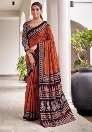 Picture of Marvelous Cotton Brown Saree