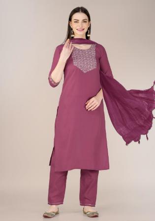 Picture of Superb Cotton Indian Red Readymade Salwar Kameez