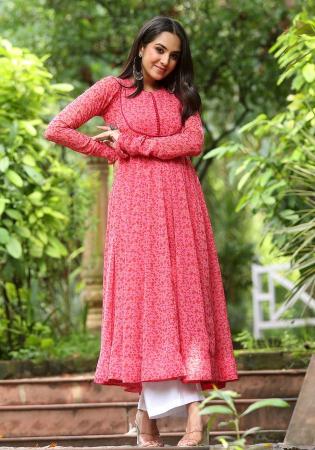 Picture of Alluring Georgette Light Coral Kurtis & Tunic