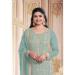 Picture of Georgette Dark Sea Green Straight Cut Salwar Kameez