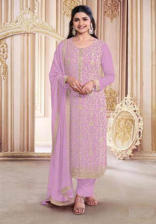 Picture of Beautiful Georgette Plum Straight Cut Salwar Kameez