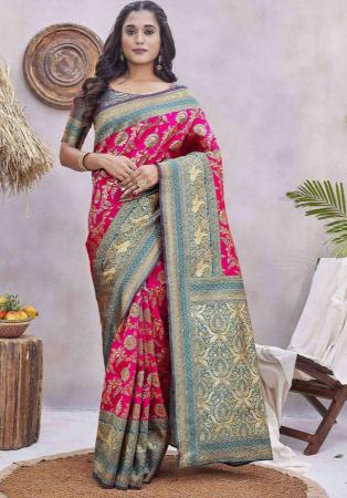 Picture of Pleasing Silk Medium Violet Red Saree