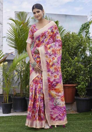 Picture of Fascinating Linen Plum Saree