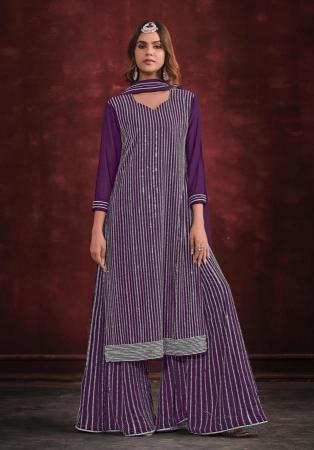 Picture of Beauteous Georgette Purple Straight Cut Salwar Kameez