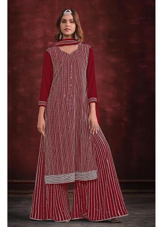 Picture of Bewitching Georgette Maroon Straight Cut Salwar Kameez