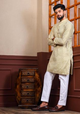 Picture of Charming Silk Beige Kurtas