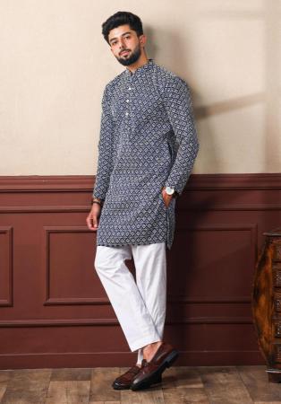 Picture of Magnificent Silk Slate Grey Kurtas