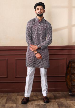 Picture of Alluring Silk Dark Grey Kurtas