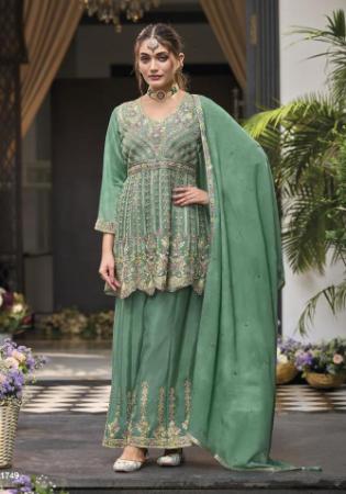 Picture of Gorgeous Chiffon Sea Green Readymade Salwar Kameez