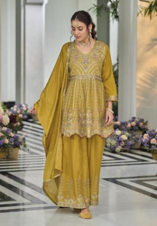 Picture of Chiffon Dark Golden Rod Readymade Salwar Kameez