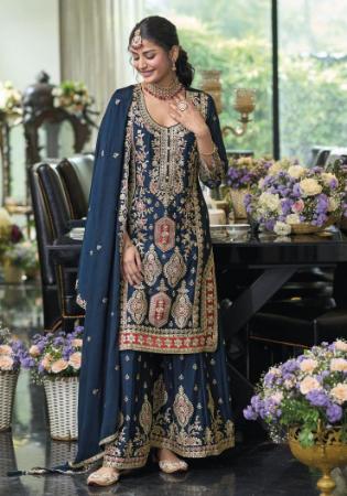 Picture of Chiffon Midnight Blue Readymade Salwar Kameez