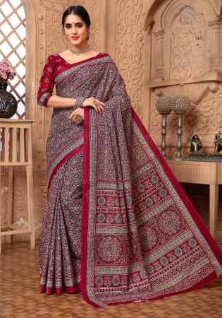 Picture of Ravishing Cotton Slate Grey Saree