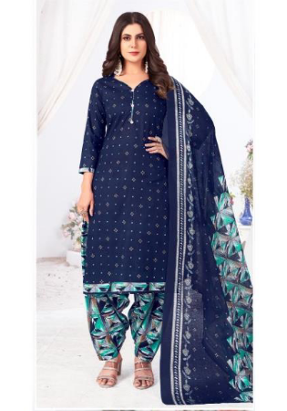 Picture of Fine Cotton Midnight Blue Readymade Salwar Kameez