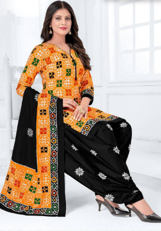 Picture of Cotton Pale Golden Rod Readymade Salwar Kameez