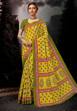 Picture of Good Looking Cotton Olive Drab Saree