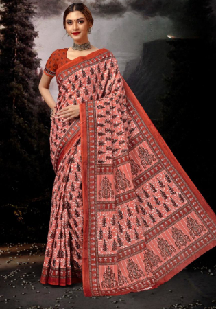 Picture of Comely Cotton Rosy Brown Saree