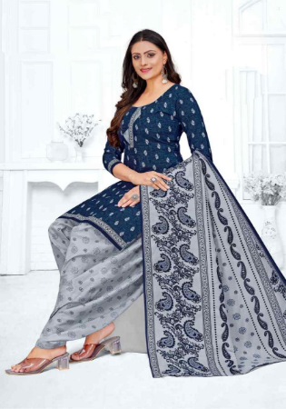 Picture of Cotton Dark Slate Grey Readymade Salwar Kameez