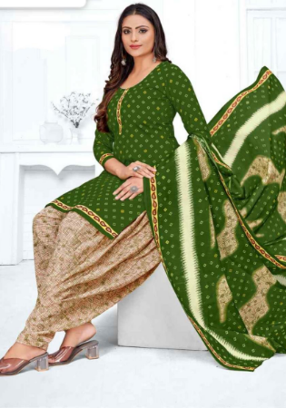 Picture of Cotton Dark Olive Green Readymade Salwar Kameez