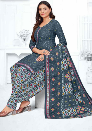 Picture of Amazing Cotton Slate Grey Readymade Salwar Kameez