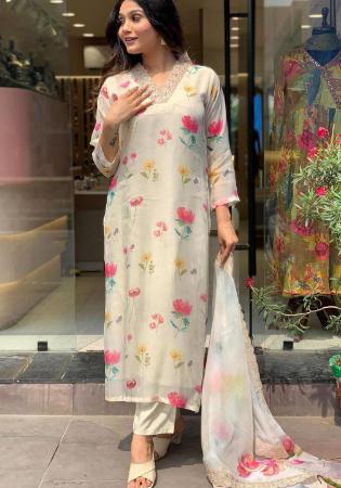 Picture of Sublime Rayon & Silk Azure Readymade Salwar Kameez