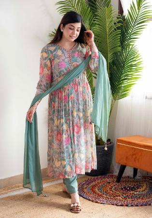 Picture of Rayon & Silk Rosy Brown Readymade Salwar Kameez