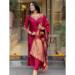 Picture of Rayon & Silk Maroon Readymade Salwar Kameez