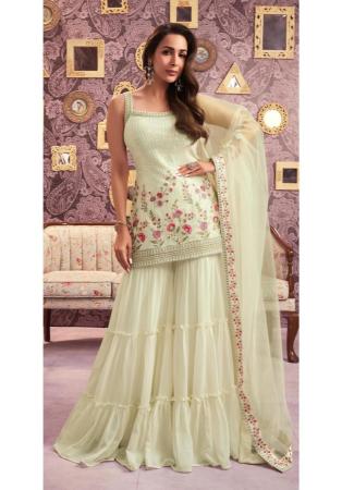 Picture of Amazing Georgette Beige Straight Cut Salwar Kameez