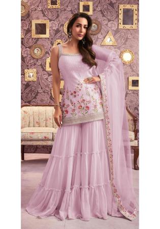 Picture of Comely Georgette Thistle Straight Cut Salwar Kameez