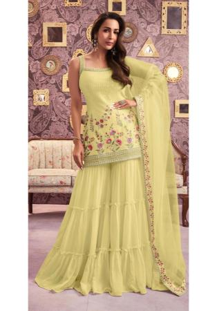 Picture of Georgette Lemon Chiffon Straight Cut Salwar Kameez