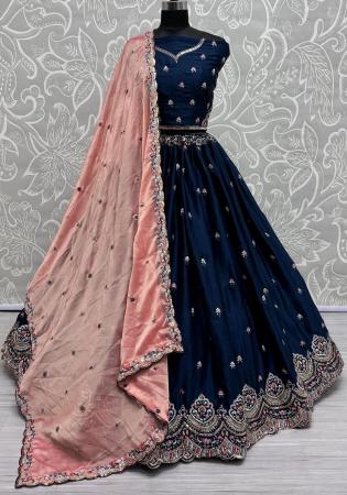 Picture of Superb Net Navy Blue Lehenga Choli