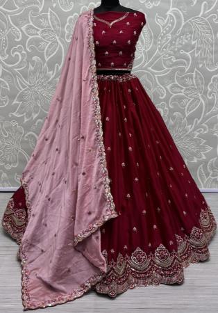 Picture of Alluring Net Maroon Lehenga Choli