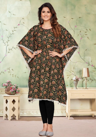 Picture of Appealing Cotton Dark Olive Green Arabian Kaftans