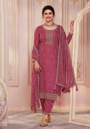 Picture of Georgette Indian Red Straight Cut Salwar Kameez