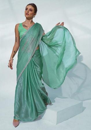 Picture of Well Formed Chiffon & Georgette Sea Green Saree