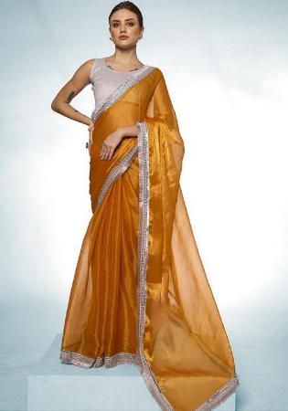 Picture of Appealing Chiffon & Georgette Dark Golden Rod Saree