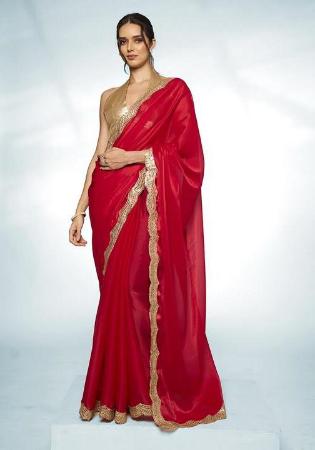 Picture of Alluring Chiffon & Georgette Crimson Saree