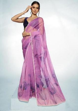 Picture of Appealing Georgette & Organza Orchid Saree