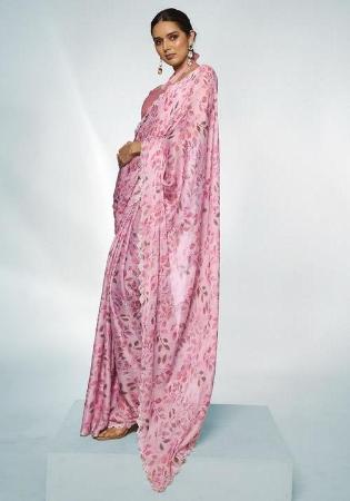 Picture of Radiant Georgette & Organza Dark Salmon Saree