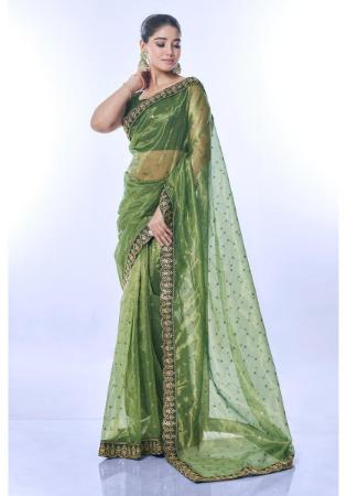 Picture of Stunning Georgette & Net Dark Khaki Saree