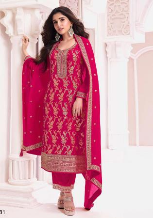 Picture of Georgette Dark Red Straight Cut Salwar Kameez