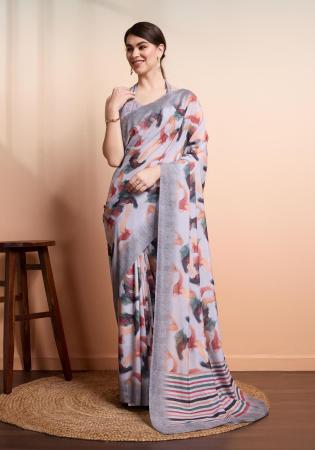 Picture of Alluring Georgette Light Steel Blue Saree