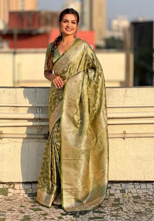 Picture of Comely Silk Medium Spring Green Saree