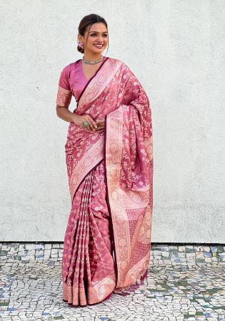 Picture of Delightful Silk Rosy Brown Saree