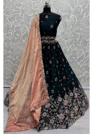 Picture of Grand Silk Midnight Blue Lehenga Choli