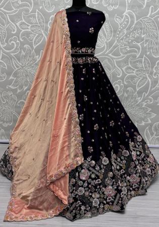 Picture of Sightly Silk Midnight Blue Lehenga Choli