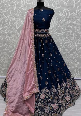 Picture of Lovely Silk Navy Blue Lehenga Choli