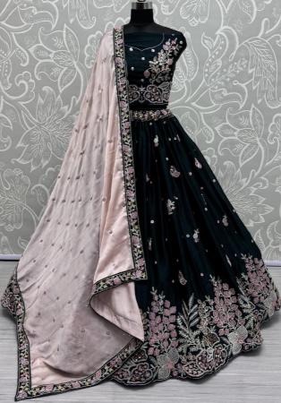 Picture of Bewitching Silk Dark Slate Grey Lehenga Choli